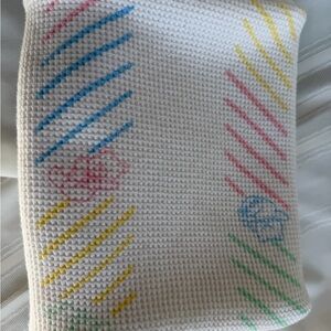 Vintage 80’s J.E. Morgan Cozy Baby Product Waffle Knit Weave Pastel Baby Blanket